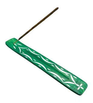 Mango Ski – Räucherstäbchenhalter aus Holz, grün und gemustert, 26 cm, 10 Stück