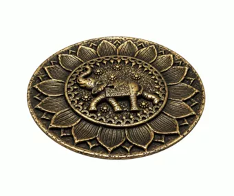 Runder Räucherstäbchenhalter Elefant Golden aus Harz 10 cm