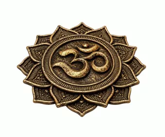 Runder Räucherstäbchenhalter Om Lotus Kupferfarben aus Harz 10 cm