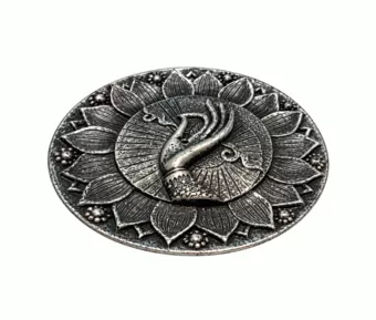 Runder Räucherstäbchenhalter Hand Om Lotus Versilbert aus Harz 10 cm