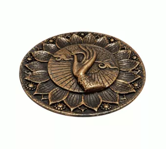Runder Räucherstäbchenhalter Hand Om Lotus Kupfer aus Harz 10 cm