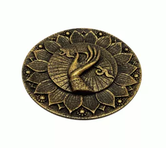 Runder Räucherstäbchenhalter Hand Om Lotus Vergoldet aus Harz 10 cm