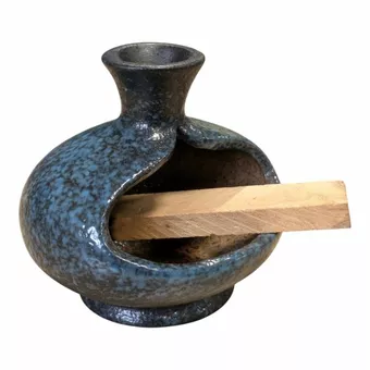 Dunkelblauer Keramik-Räuchergefäß