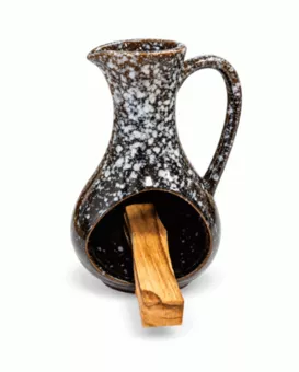 Räucherstäbchenhalter aus Keramik, schwarz meliert, 12 cm