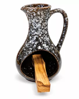 Räucherstäbchenhalter aus Keramik, schwarz meliert, 12 cm