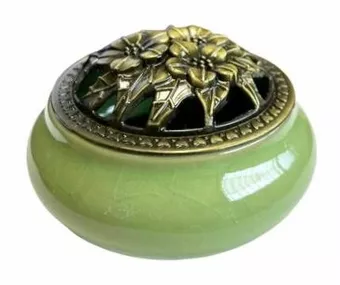 Grüner Keramik-Räucherstäbchenhalter 10 cm