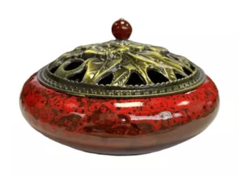 Räucherstäbchenhalter aus roter Keramik 14 cm