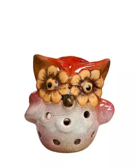 Roter Eulen-Kerzenhalter 10cm