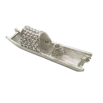 Metall-Räucherstäbchenhalter Boot Silber 9.5 cm