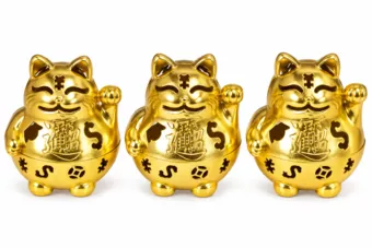Kupferfarbener Räucherstäbchenhalter mit Lotus-Griff 4,7 cm – 3er-Set