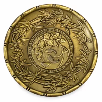 Räucherschale und Untersetzer mit Lotus- und Fischmotiv, 9,3 cm