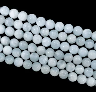 Aquamarin A Perlen 10mm auf 40cm Faden