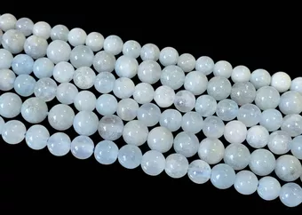 Runde Perlen am Faden Aquamarin A 5–6 mm