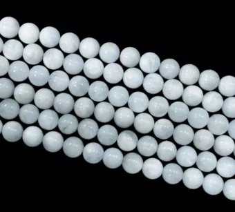Aquamarin Rundperlen-Strang A 8-9mm