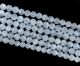 Runde Perlen am Faden Aquamarin AA 8–9 mm