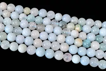 Mehrfarbige Aquamarinperlen, 6 mm, an einer 40 cm langen Kette
