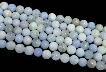 Mehrfarbige Aquamarinperlen, 8–9 mm, auf 40 cm langem Faden