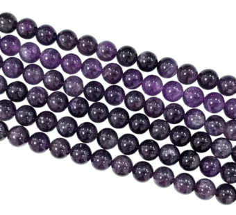 Strang mit Runden Amethystperlen A 10 mm