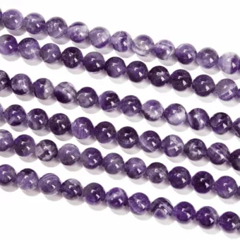 Strang mit Runden Perlen aus Gebändertem Amethyst A 10 mm