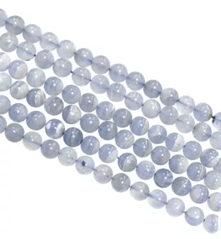 Gebänderter Blauer Chalcedon Rundperlen-Strang A 8-9mm