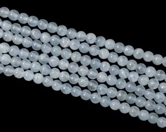 Blaue Calcit-AAA-Perlen, 5,5 mm, auf 40 cm Draht