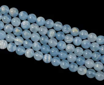Blaue Calcit-AAA-Perlen, 8,5 mm, auf 40 cm Draht