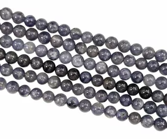 Cordierit-Lolith-A-Perlen, 5–6 mm, auf 40 cm Draht