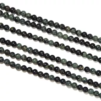 Kambaba-Jaspis Rundperlen-Strang A 4mm