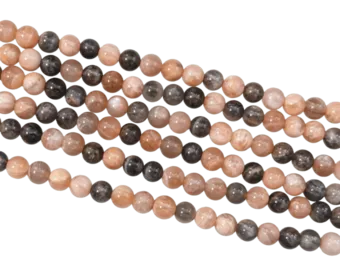 Dunkle mehrfarbige Mondstein-A-Perlen 6–7 mm auf 40 cm langer Schnur