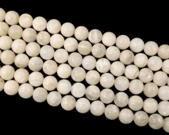 Beige Mondsteinperlen 8mm auf 40cm Faden