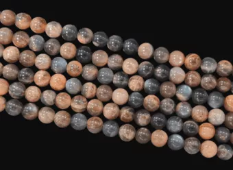 Schwarzer Mondstein Mix AA-Perlen 6 mm auf einem 40 cm langen Faden