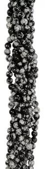 Schneeflockenobsidian Rundperlen-Strang A 8mm