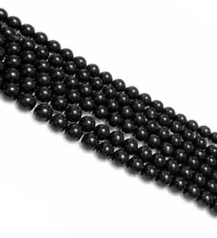 Schwarzer Obsidian Rundperlen-Strang A 10mm