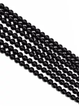 Runde Onyx-Perlen A auf Strang 8mm
