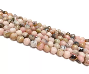 Runde Perlen aus rosa Opal AB auf Strang 8mm