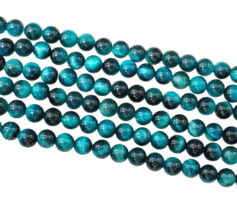 Strang Runde Perlen Blau Gefärbter Tigerauge A 6 mm