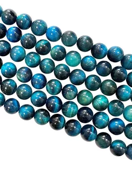 Blau Gefärbter Tigerauge Rundperlen-Strang A 8mm
