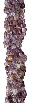 Runde Perlen auf Faden Super Seven Phantomquarz Violett AA 8–9 mm