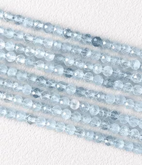 Facettierte Aquamarin-AA-Perlen 3–4 mm auf 40 cm Draht
