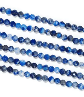 Strang aus facettierten runden Lapislazuli-Perlen A 3 mm