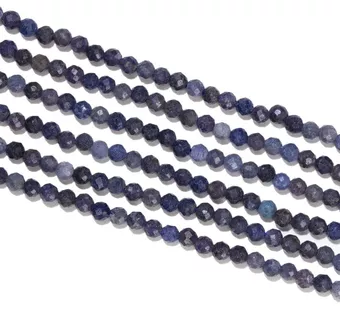 Facettierte blaue Saphir-AB-Perlen 3 mm auf 40 cm Draht