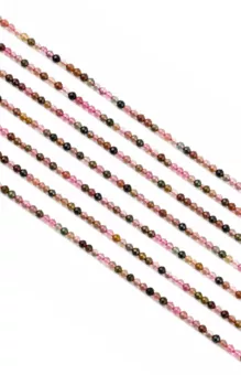 Multicolor-Turmalin Facettierte Perlen-Strang AA 3mm