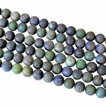 Matte Azurit-Malachit-Perlen, 4 mm, auf 40 cm Draht