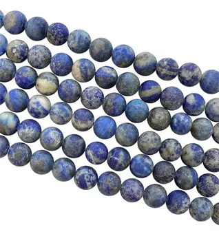 Matte Lapislazuli-Perlen 6 mm auf einem 40 cm langen Faden