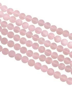 Strang aus matten runden Rosenquarz-Perlen A 8 mm