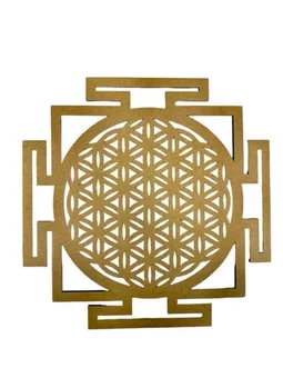 Holztafel Blume des Lebens Sri Yantra 20cm