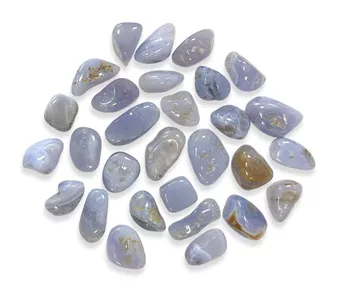 Blauer Chalcedon auf Gangue AA-Trommelsteinen 250 g