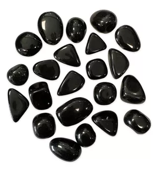 Schwarzer Obsidian AB, getrommelte Steine, 250 g