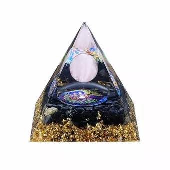Orgonitpyramide Rosenquarz & Schwarzer Obsidian Baum des Lebens