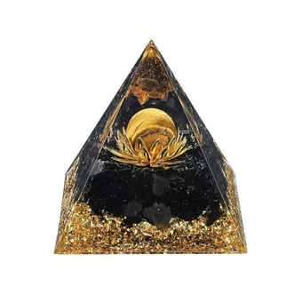 Orgonit-Pyramide Tigerauge und schwarzer Obsidian-Lotus